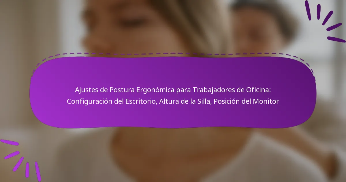 Ajustes de Postura Ergonómica para Trabajadores de Oficina: Configuración del Escritorio, Altura de la Silla, Posición del Monitor